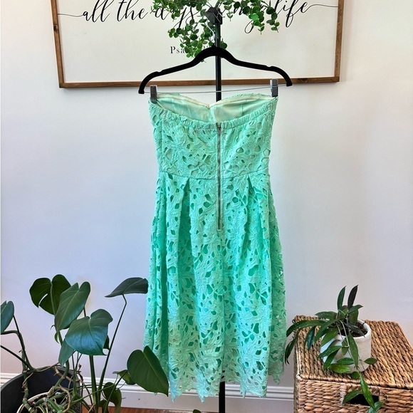 Alya Francesca’s Harpeth Mint Teal Seafoam Midi Guipure Floral Embroidered Dress - Picture 6 of 14